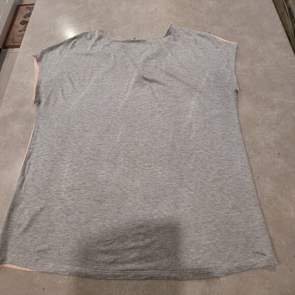 SUZY SHIER Pink Front w/Floral Print & Criss Cross on Chest Grey Knit Back - LGE - Picture 4 of 11